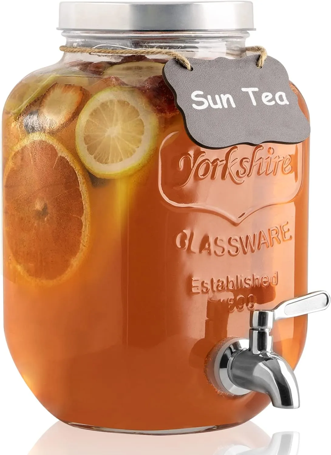 1 Gallon Drink Dispenser with Spigot 18/8 Stainless Steel  Airtight & Leakproof Glass Sun Tea Jar with Anti-Rust Lids, Beverage Dispenser for Parties - Laundry Detergent Holder
