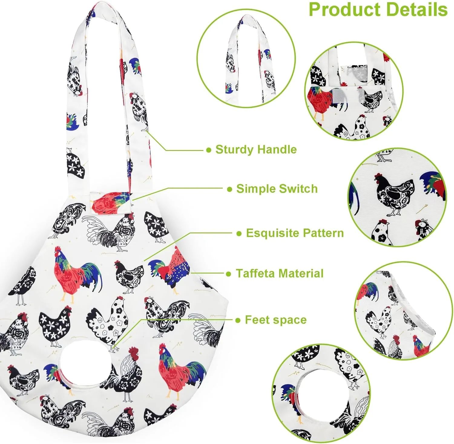 1 Pack Chicken Holder Bag  Chicken Carrier Sling with Handle, Catching Hand Bag for Hen Rooster Poultry Transport, Chicken Medic Bag for Traveling, Hiking, Driving (White (1Pcs))