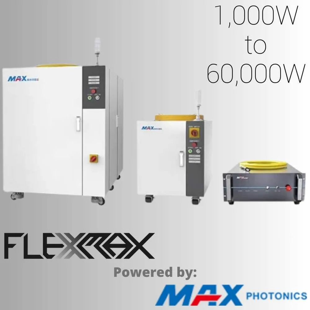 1500W to 3000W FlexMax Fiber Laser Metal Cutter JET DUAL Series for 10x5' sheets and 20' tubes cutting area