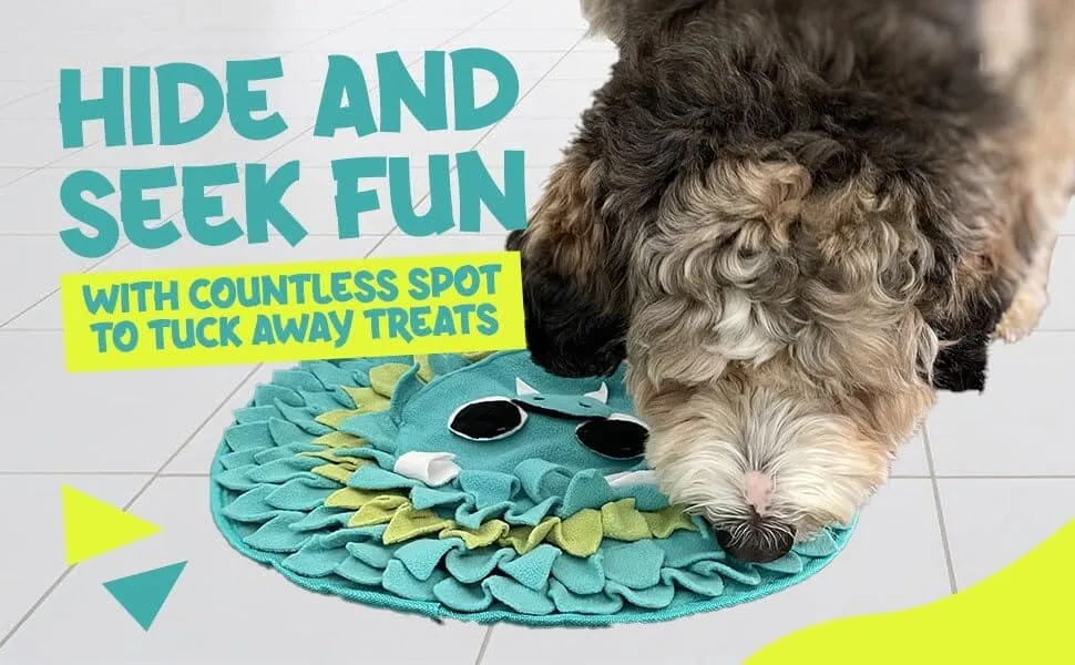 18” Dragon Dog Sniffing Mat  Easy to Clean Fleece Snuffle Mat for Dogs