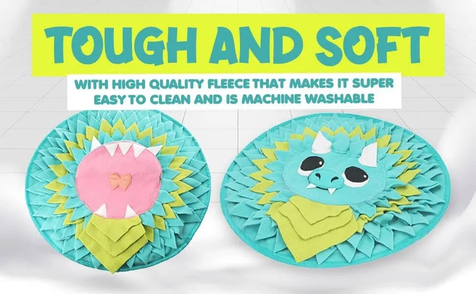 18” Dragon Dog Sniffing Mat  Easy to Clean Fleece Snuffle Mat for Dogs