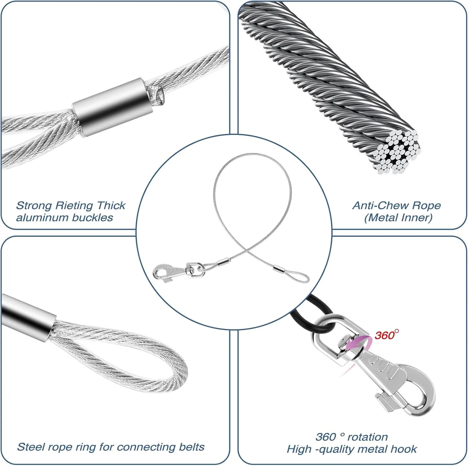 2 Pack Chew Proof Dog Leash Extension Rope, 24" Short Dog Leash Extender for Training, Non Chewable Dog Leash Extender Suitable for Small Medium Large Dogs