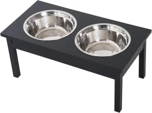 23" Wooden Heavy - Duty Pet Elevated Feeding Station with 2 Stainless Steel Bowls