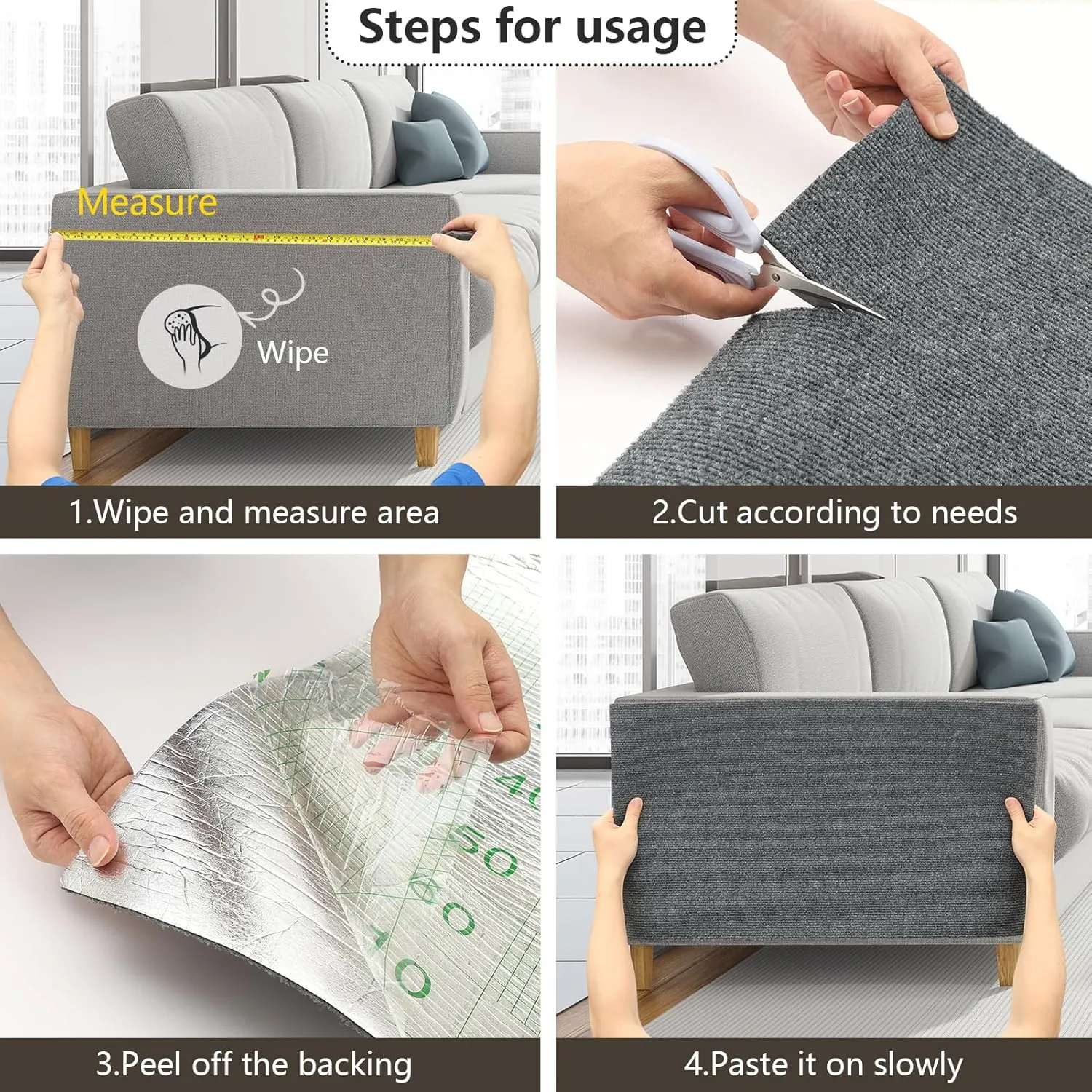 79 * 15.8IN Cat Scratch Pads Mat Carpet Protector,Easy-Cut Highly Viscous Pets Scratch Carpet for Floor Doorway Porch,DIY Floor Mat Prevent Carpets from Scratching or Wearing,6.56ft Cat Pad(Grey)