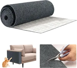 79 * 15.8IN Cat Scratch Pads Mat Carpet Protector,Easy-Cut Highly Viscous Pets Scratch Carpet for Floor Doorway Porch,DIY Floor Mat Prevent Carpets from Scratching or Wearing,6.56ft Cat Pad(Grey)