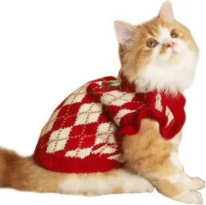 ANIAC Diamond Puppy Sweater for Small Dog Girl Strawberry Turtleneck Cat Knitwear Winter Pet Clothes for Kitten Chihuahua Yorkie(Large, Red)