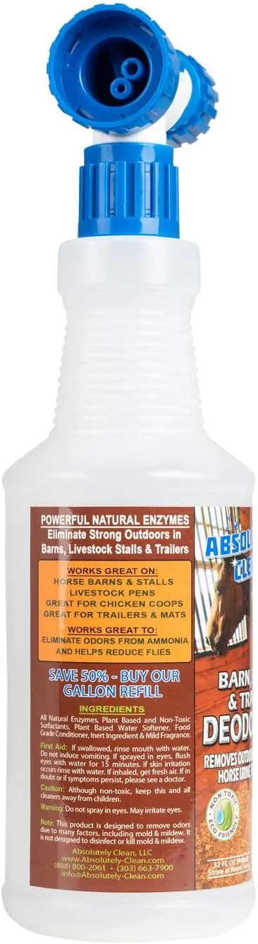 Barn, Stall, or Horse Trailer Deodorizer, Natural-Based Cleaning Spray (32oz)