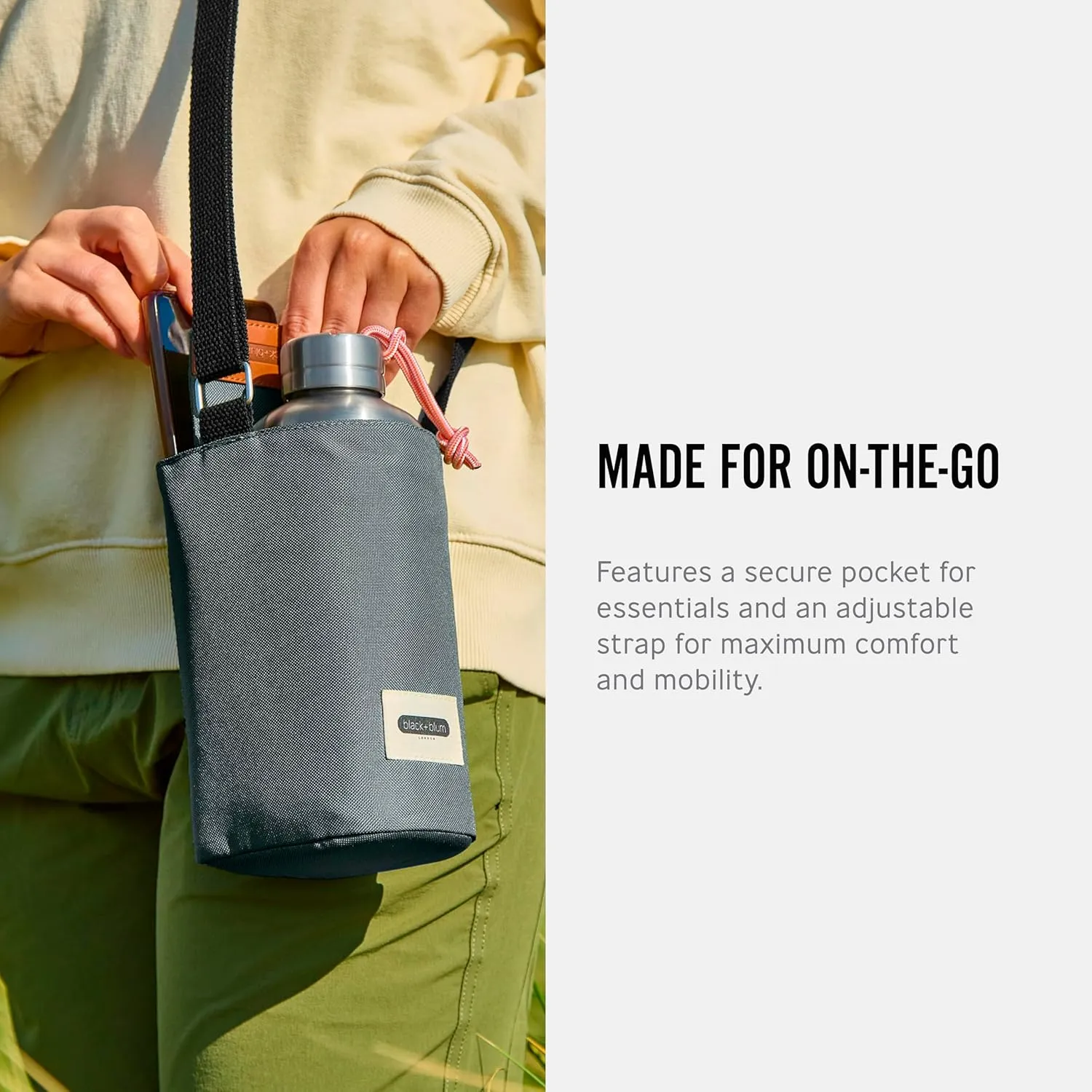BLACK   BLUM Insulated Bottle Bag - Made with Recycled PET and BPA Free - Bottle Bag for On The Go, Slate