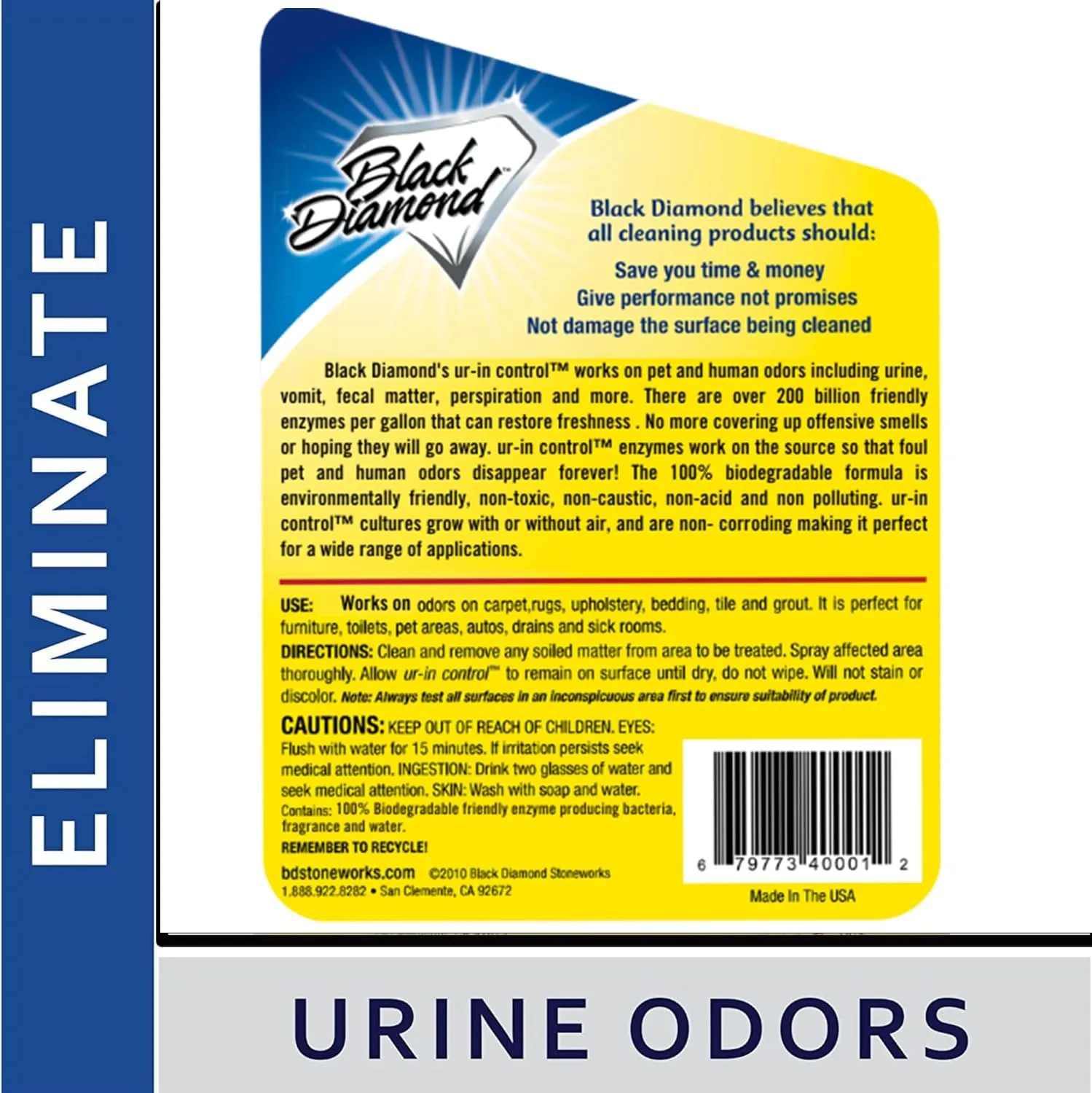 Black Diamond Stoneworks Eliminates Urine Odors  Controls Cat, Dog, Pet & Human Smells from Carpet, Furniture, Mattresses, Grout and Pet Bedding & Concrete. Biodegradable Enzymes 32 Oz. Spray