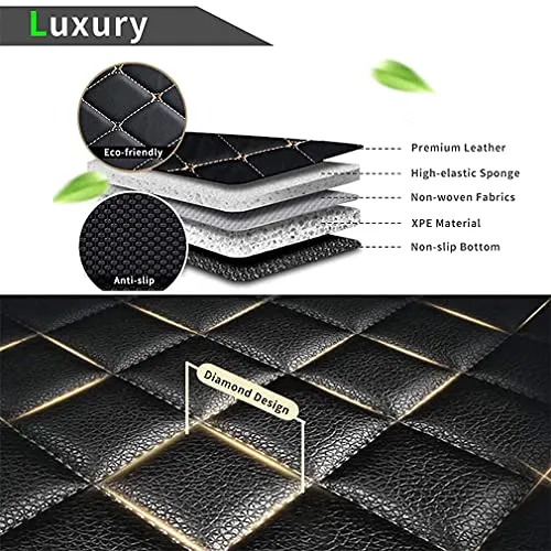 Car Floor Mats for Jaguar I-PACE 2018 Floor Liners Auto Carpets Luxury Leather Waterproof All Weather Protection Full Coverage Full Set (Black Beige)