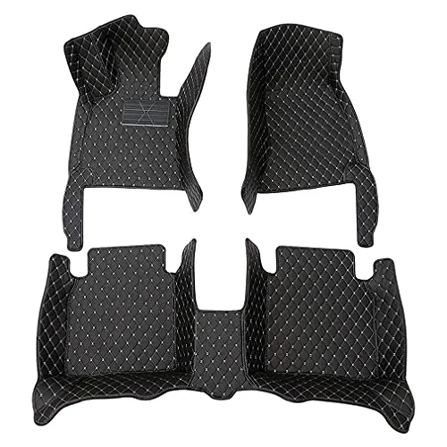Car Floor Mats for Jaguar I-PACE 2018 Floor Liners Auto Carpets Luxury Leather Waterproof All Weather Protection Full Coverage Full Set (Black Beige)