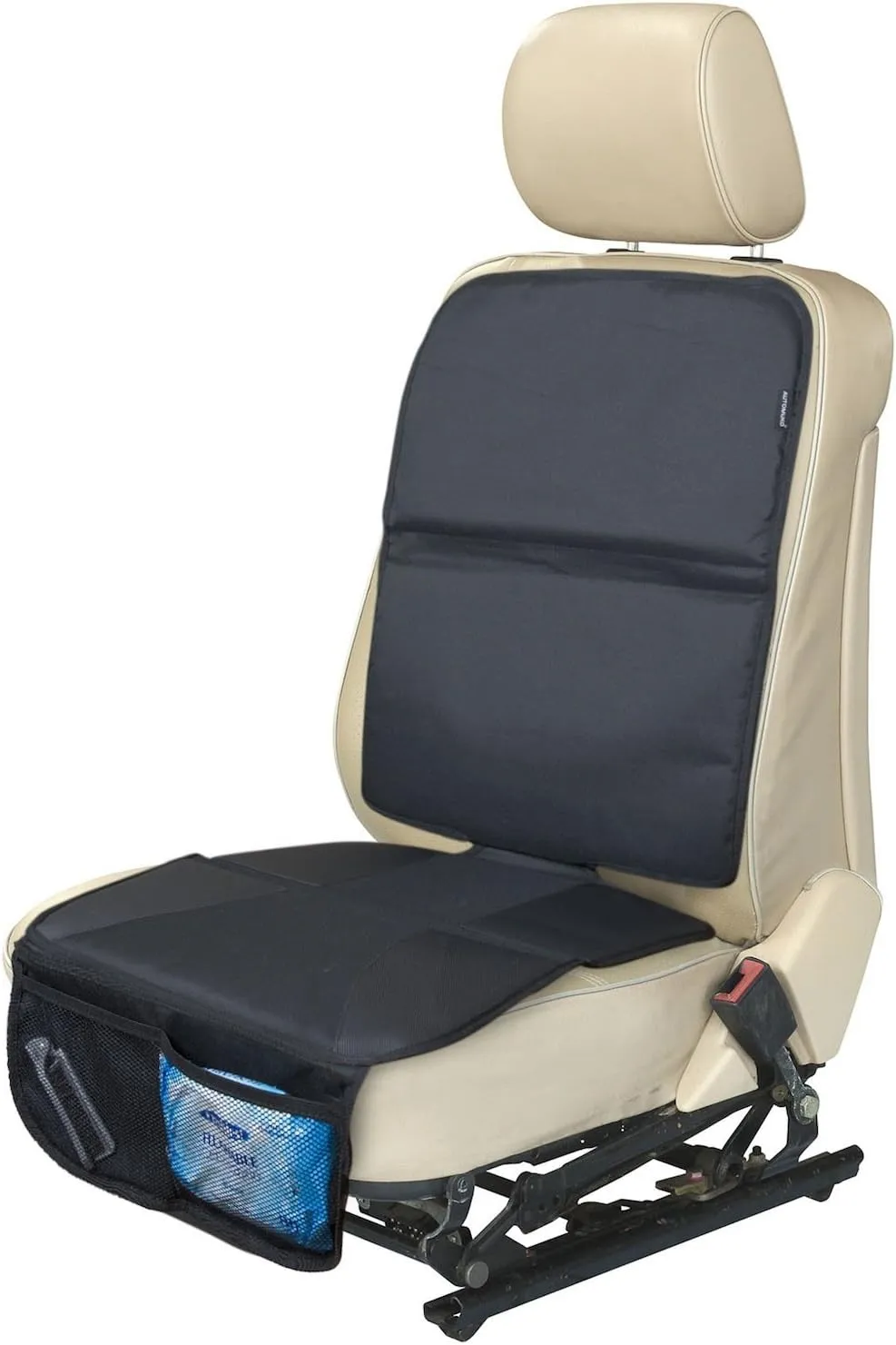 Car Seat Protector, for Baby Seat with Mesh Pockets Keeps Your Car Seat Tidy and Neat - Prevents Skid Marks, Wears and Tears (with One-Year Limited Warranty), Black