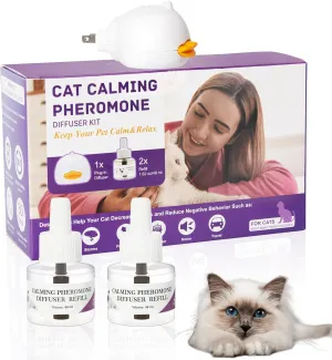 Cat Calming Diffuser Advanced Cat Pheromones Calming Diffuser, Enhanced Calming Pheromone Diffuser, 60 Day Starter Kit (48 mL*2pcs)