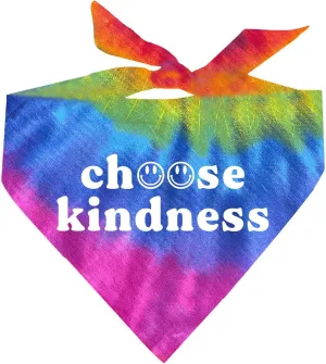 Choose Kindness Sunset Rainbow Tie Dye Dog Triangle Bandana