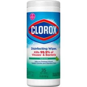 Clorox Disinfecting Cleaning Wipes - Ready-To-Use Wipe - Fresh Scent - 35 / Canister - 1 Each - Green