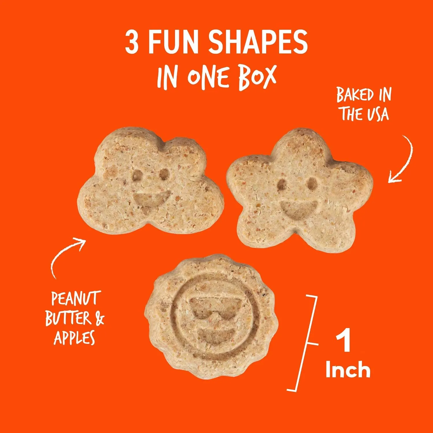 Cloud Star Wag More Bark Less Grain Free Mini Biscuits, Bite Sized Crunchy Dog Treats, 7oz Bag, Peanut Butter & Apples, 7 oz.
