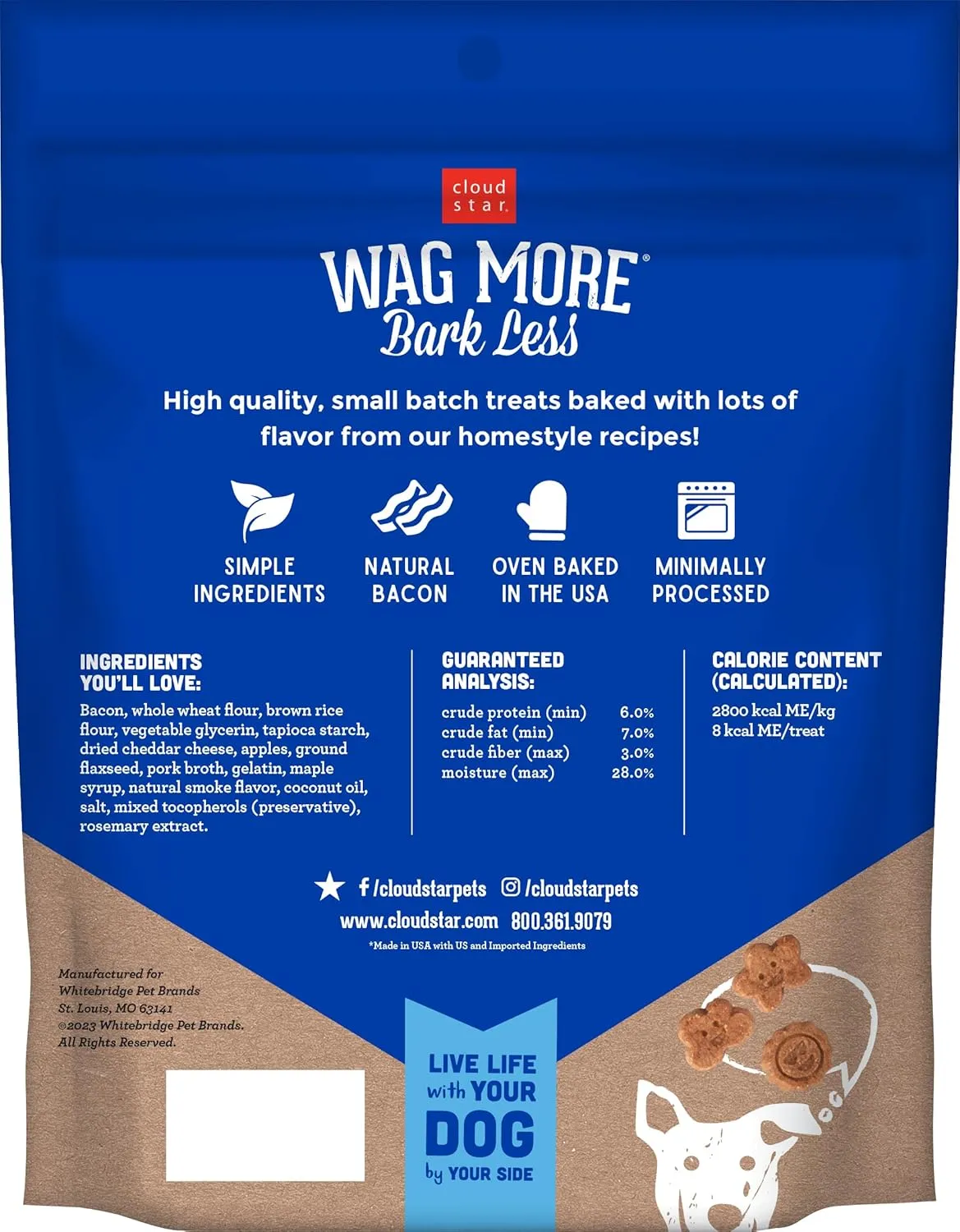 Cloud Star Wag More Bark Less Soft Chews Dog Treats, Bacon, Cheese, & Apples, 6 Oz. Pouch