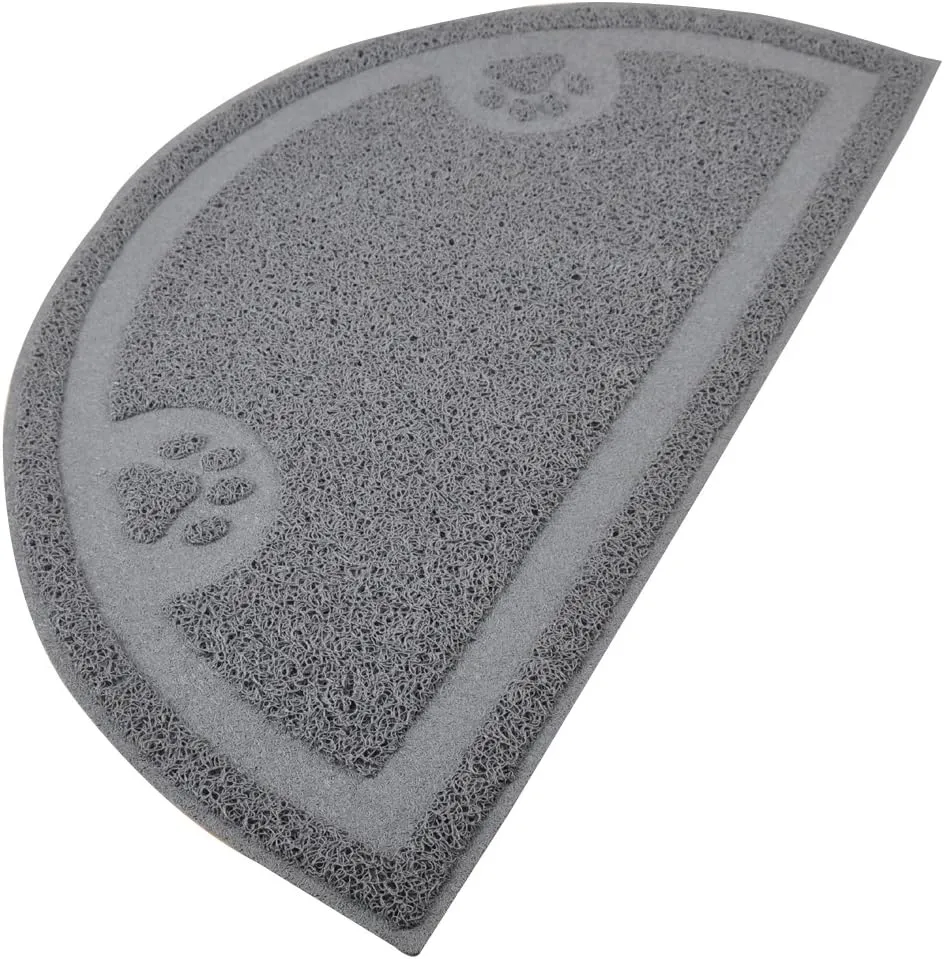 DM Cat Paw Print Litter Box Mat,Door Mat, Kitty Litter Rug,Half Circle,23.5x14.25 Inches