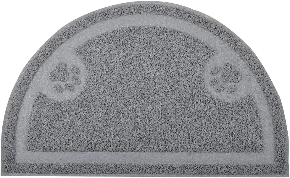 DM Cat Paw Print Litter Box Mat,Door Mat, Kitty Litter Rug,Half Circle,23.5x14.25 Inches