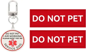 Do Not Pet Patch 2 Pcs,Service Id Dog Tag Easily Attach to Collar, Harness,Vest (Red Patch-Small 1.18 x 4.33)