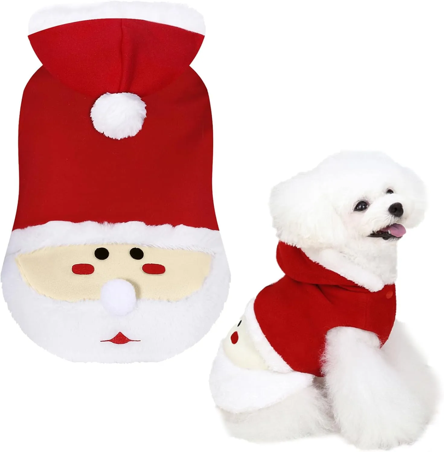 Dog Christmas Costume Pet Hoodie: Funny Cosplay Dog Hooded Costumes Holiday Theme Dog Clothes Winter Warm Puppy Outfit Pets Party Xmas Dog Apparel (Red, S)