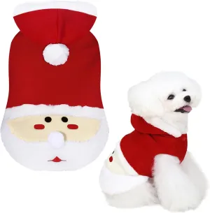 Dog Christmas Costume Pet Hoodie: Funny Cosplay Dog Hooded Costumes Holiday Theme Dog Clothes Winter Warm Puppy Outfit Pets Party Xmas Dog Apparel (Red, S)