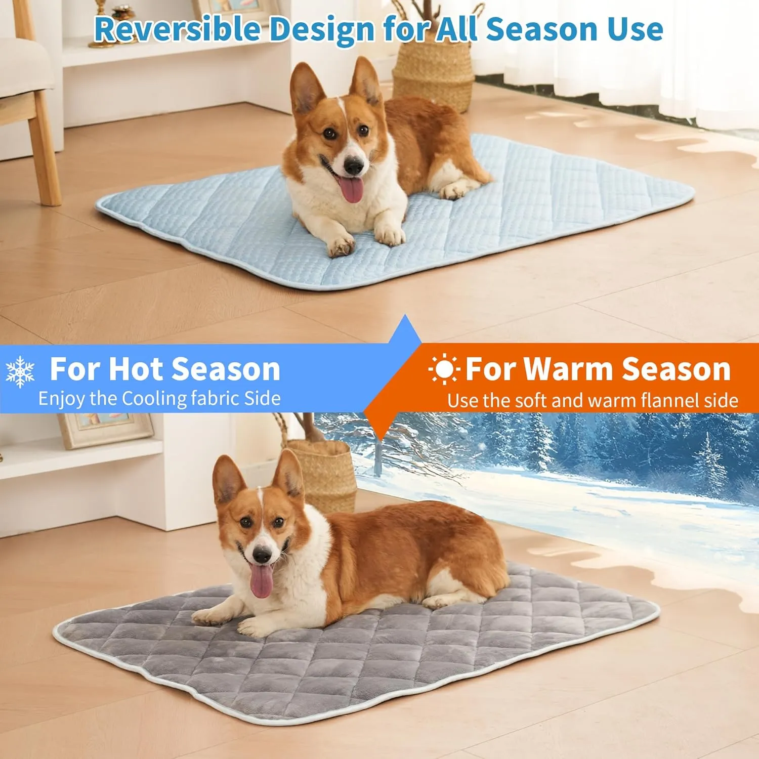 Dog Cooling Mat, 28"x20" Washable Cooling Mat for Dog, Foldable Kennel Dogs Bed, Cool Pad (Cool &Warm Surface) for All Seasons Use, Cool Pads for Puppy and Cats Use in Crate, Kennel, Bed, Sofa