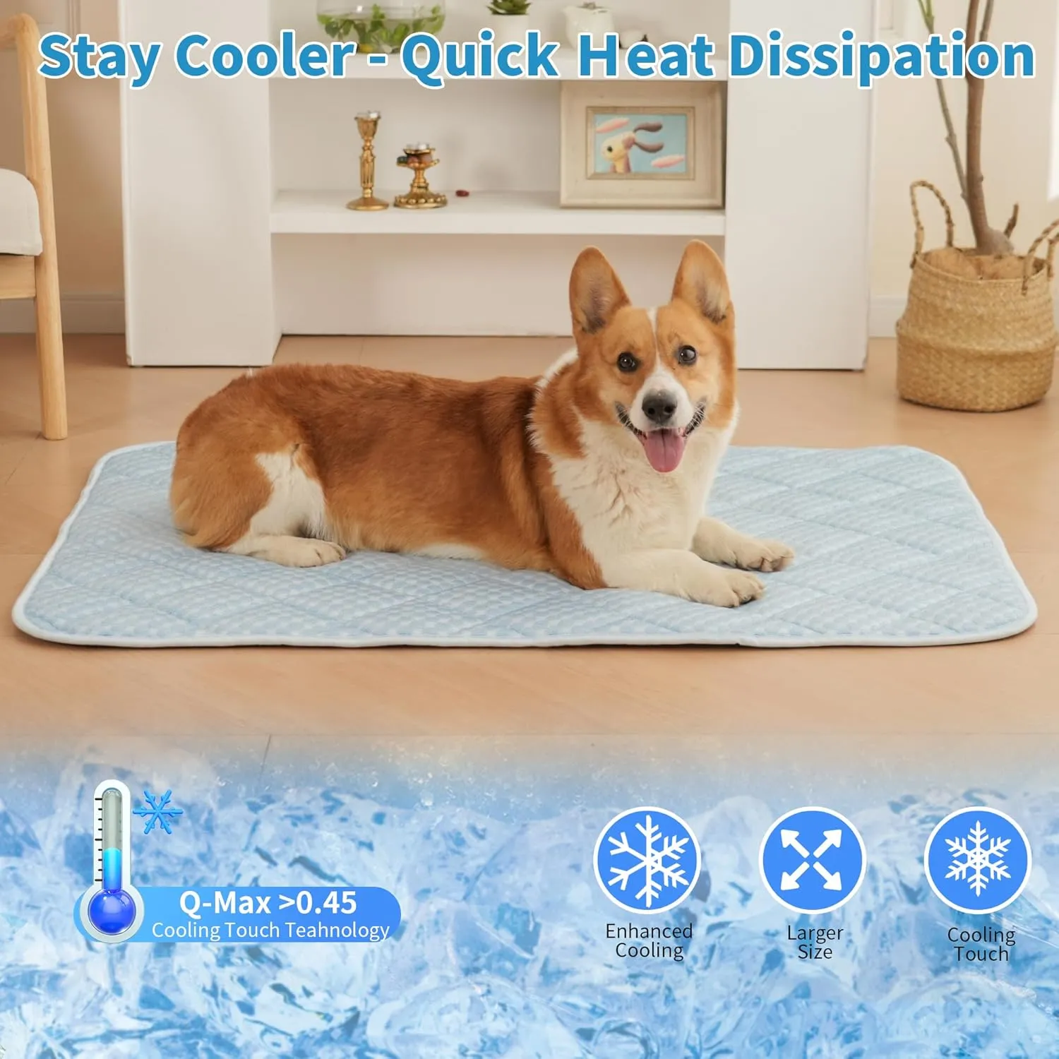Dog Cooling Mat, 28"x20" Washable Cooling Mat for Dog, Foldable Kennel Dogs Bed, Cool Pad (Cool &Warm Surface) for All Seasons Use, Cool Pads for Puppy and Cats Use in Crate, Kennel, Bed, Sofa