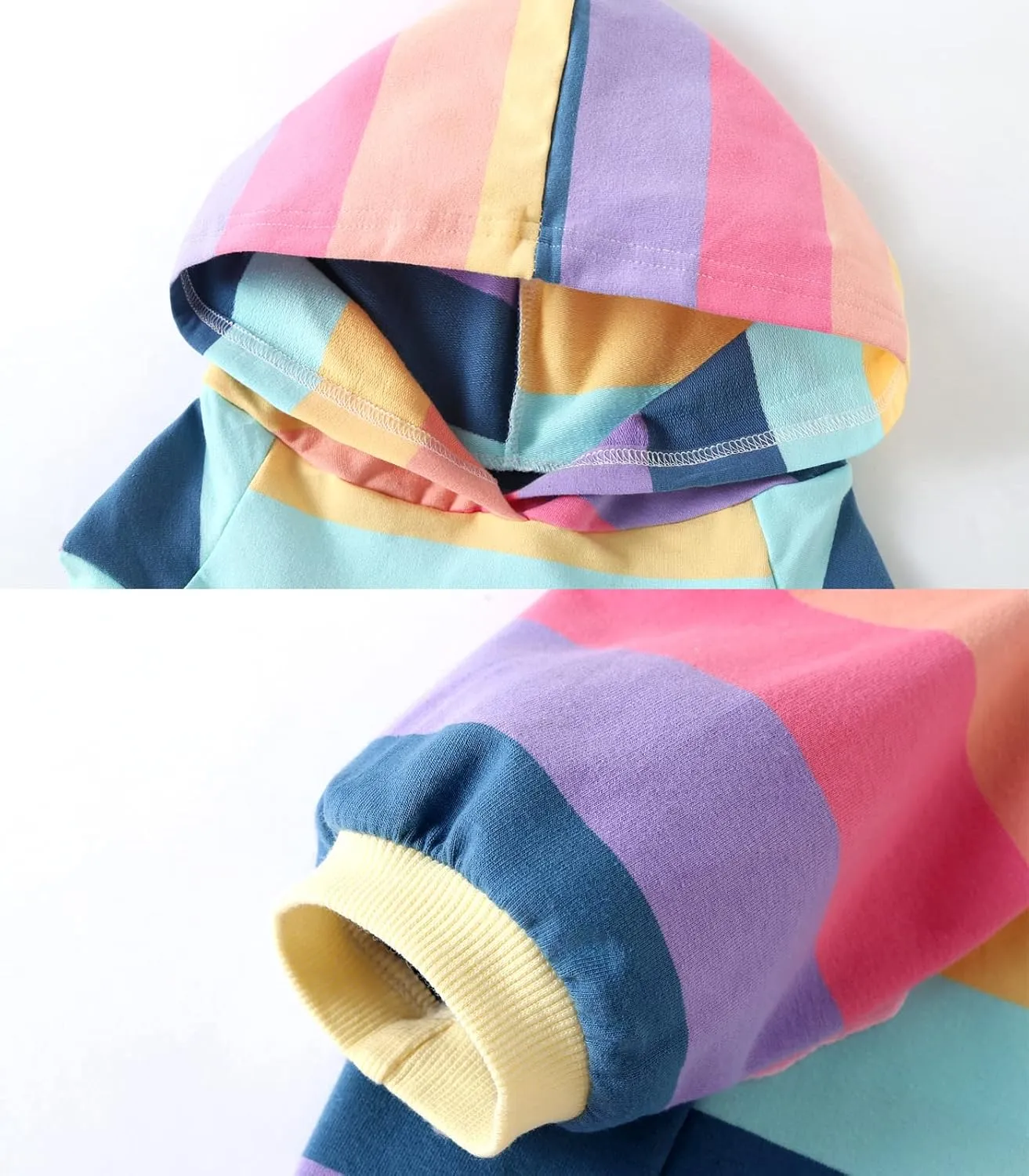 Dog Cotton Hoodie Pullover Sweatshirts Soft and Stretch Pets Clothes Rainbow Stripe Hooded for Large DogsStripe XL