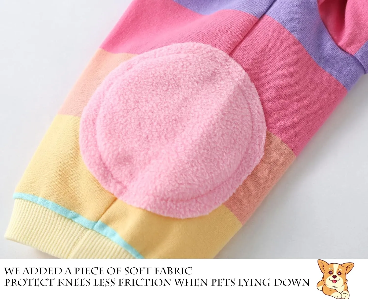 Dog Cotton Hoodie Pullover Sweatshirts Soft and Stretch Pets Clothes Rainbow Stripe Hooded for Large DogsStripe XL