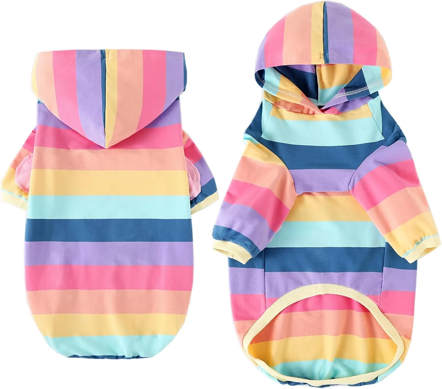 Dog Cotton Hoodie Pullover Sweatshirts Soft and Stretch Pets Clothes Rainbow Stripe Hooded for Large DogsStripe XL
