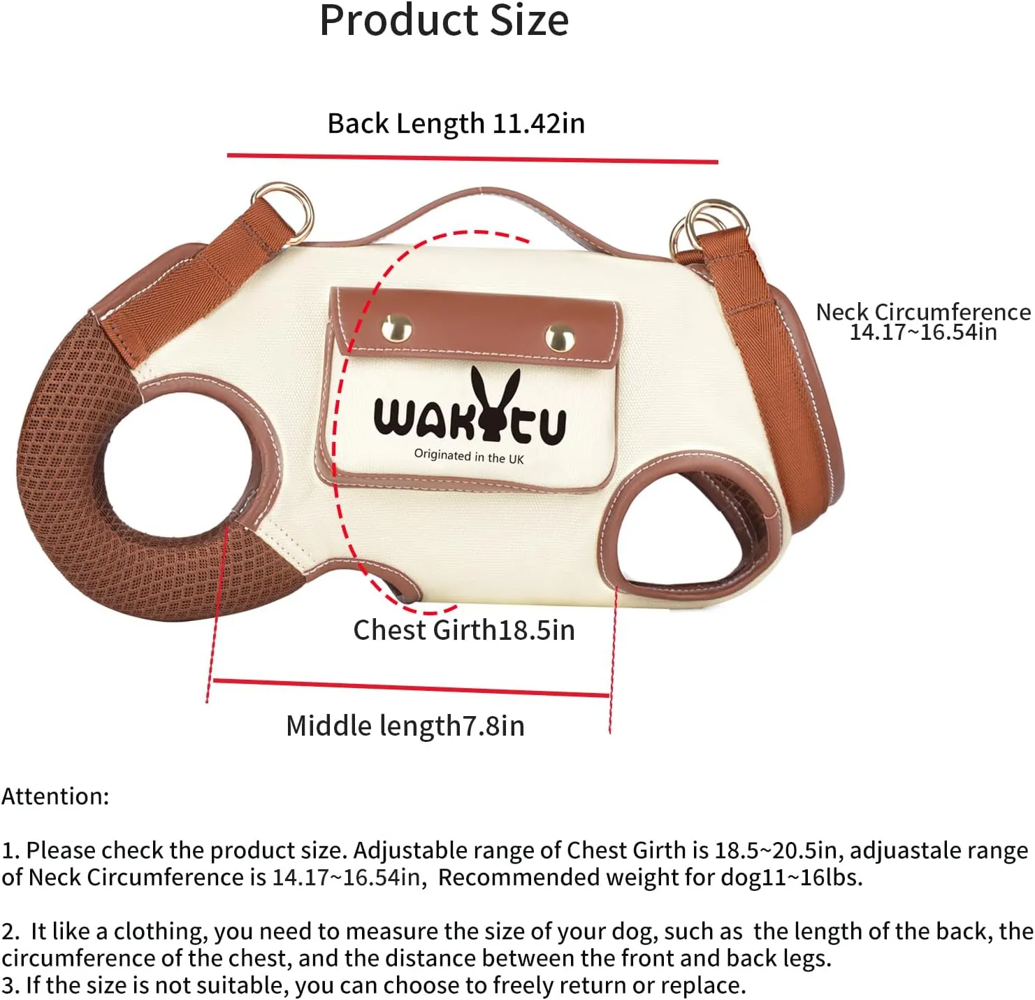 Dog Lift Harness Dog Carrier VES Harness Adjustable Leash with Small Puppy Treat Bag,Fits Most Cars,L