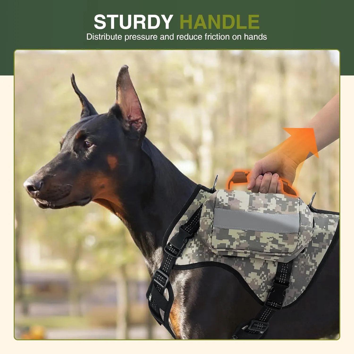 Dog Tactical Harness with Reflective Design, Breathable and Adjustable Tactical Dog Vest, No Choke Harness, Military Grade Gear for Training, Hunting, Outdoor Adventures, Camouflage L