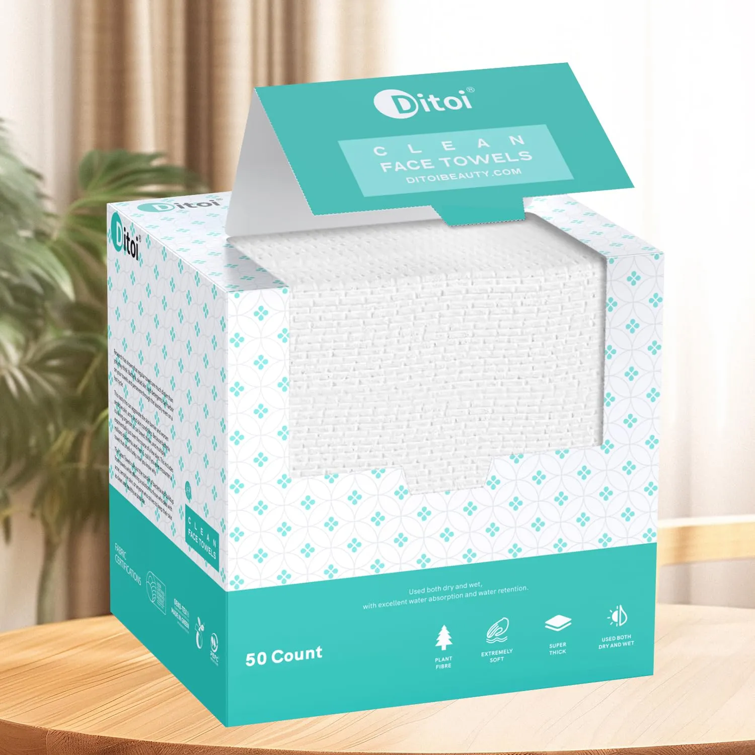 Face Towels, 10"×12" Disposable Face Towel, Face Towelettes XL, Ultra Soft Makeup Remover Dry Wipes, Thick Face Towel for Sensitive Skin, 50 Count (1 Pack)