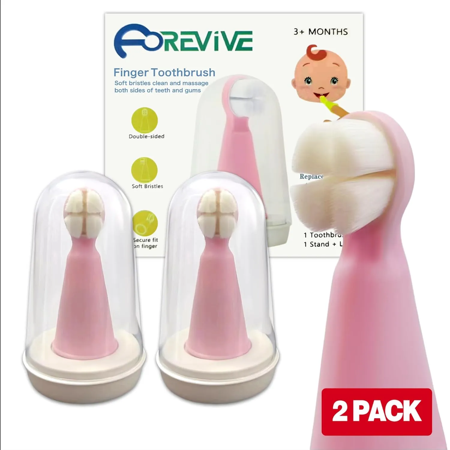 Finger Tooth Brushing Baby, Baby Silicone Toothbrush, Newborns Toddler Toothbrush, Soft Infant Oral Cleaner with Travel Storage Case, 2 Pcs