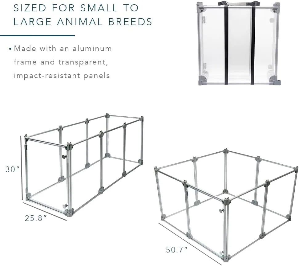 Front Row Foldable Dog Playpen  Durable and Portable Puppy Playpen for Exercise, Rest & Play  Clear Fence Panels with Aluminum Rods and Crate for Dogs and Other Small Pets (Silver, 8-Panel)