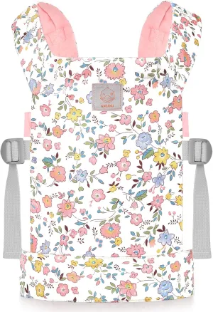 GAGAKU Baby Doll Carrier for Kids, Stuffed Animal Carrier Reborn Baby Carrier with Adjustable Straps, Baby Doll Accessories - Pink (Flowers)