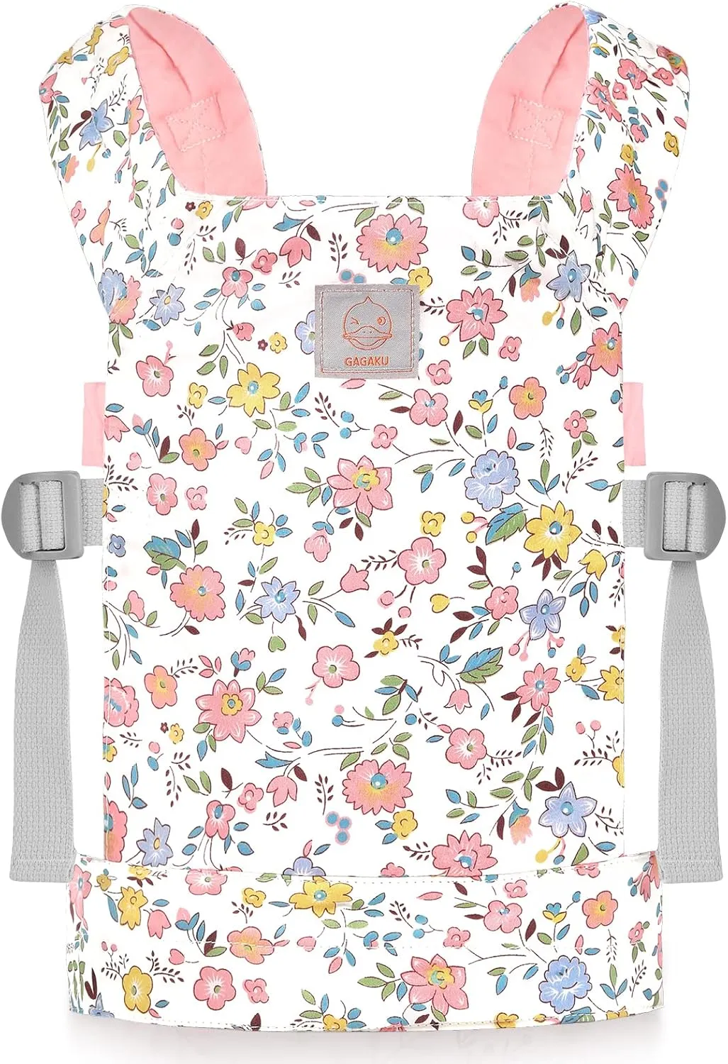 GAGAKU Baby Doll Carrier for Kids, Stuffed Animal Carrier Reborn Baby Carrier with Adjustable Straps, Baby Doll Accessories - Pink (Flowers)