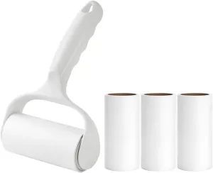 Horizontal Lint Rollers for Pet Hair Extra Sticky Lint Remover for Couch Clothes Furniture Pool Table Felt Lint Roller 1 Refillable Handle with 4 Sticky Rolls (Daisy White)