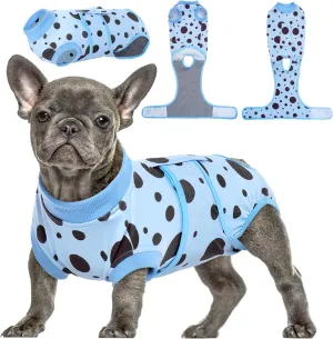 Kuoser Dog Surgery Recovery Suit, Anti Licking Pet Surgical Suit for Dogs Male Neuter, Female Dog Surgery Suit for Spay Subsititute E-Collar Cone, Dogs Body Suits After Surgery Blue Polka Dot S