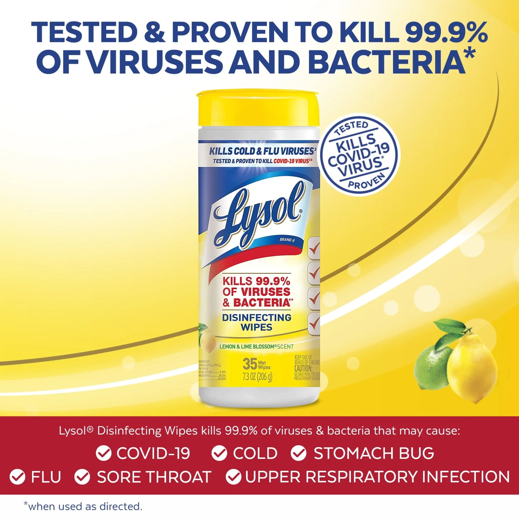 Lysol Disinfectant Wipes, Multi-Surface Antibacterial Cleaning Wipes, For Disinfecting and Cleaning, Lemon and Lime Blossom, 105 Count (Pack of 3)