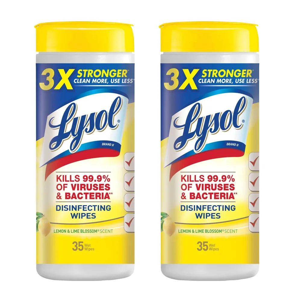 Lysol Disinfecting Wipes, Lemon & Lime Blossom - 35 Ct - Container