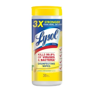 Lysol Disinfecting Wipes, Lemon & Lime Blossom - 35 Ct - Container