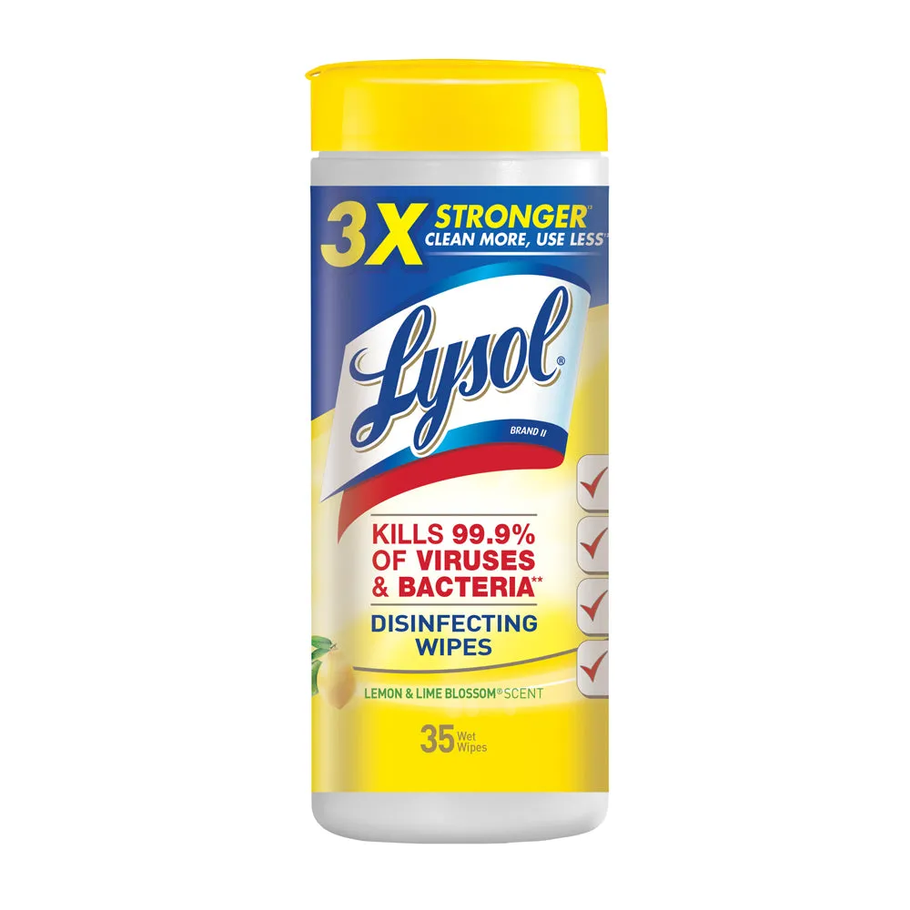 Lysol Disinfecting Wipes, Lemon & Lime Blossom - 35 Ct - Container