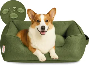 Miguel Waterproof Outdoor Dog Bed for Medium Small Dogs, Oxford Pet Bed Tough with Sides Easy Clean, All Weather Rectangle Puppy Bed with Removable Cover Bolster Bed Scratch Resistant 30 inches