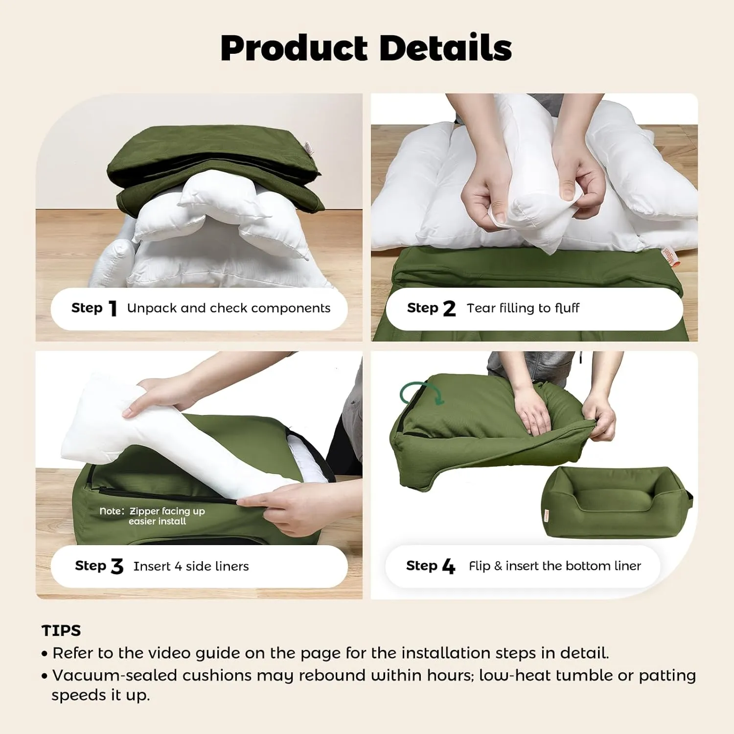 Miguel Waterproof Outdoor Dog Bed for Medium Small Dogs, Oxford Pet Bed Tough with Sides Easy Clean, All Weather Rectangle Puppy Bed with Removable Cover Bolster Bed Scratch Resistant 30 inches