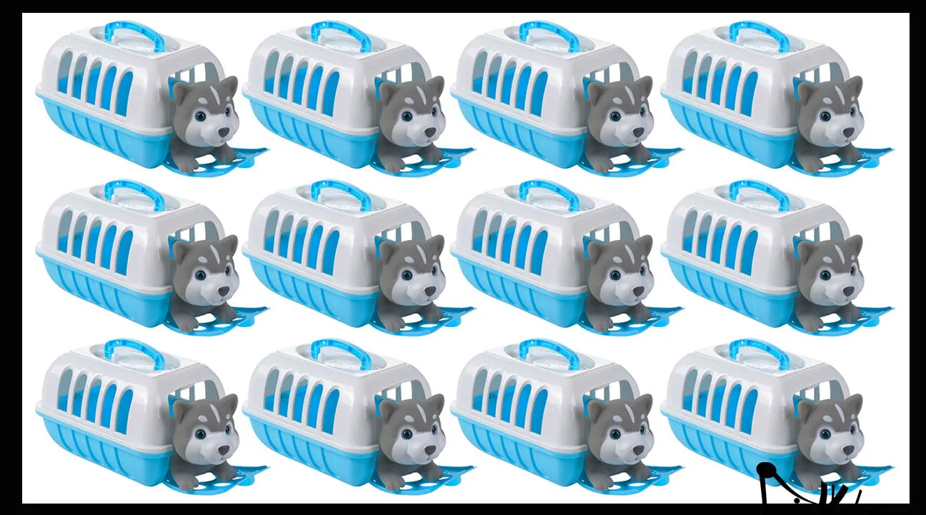 NEW - Large Husky Dog Cute Toy Pet in Animal Carrier - Pretend Play Toy Doggy Playset
