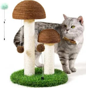Odoland Cat Scratching Post Mushroom Natural Sisal Board Scratcher for Kitten Health and Good Behavior, Furniture Scratch Deterrent Accessories for Cats and Kitten Brown