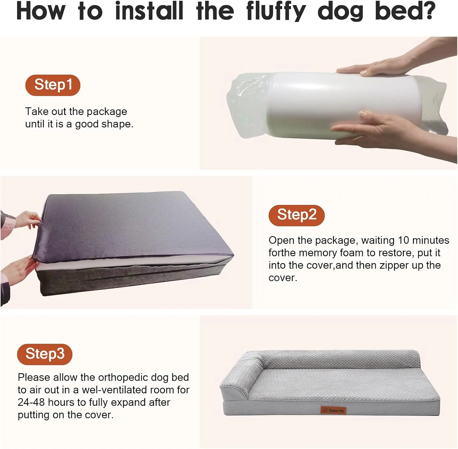 Orthopedic Dog Bed, 3 Inch Memory Foam Dog Beds for Medium Dogs, Washable Removable Cover, Nonskid Bottom, Waterproof Pet Couch for Indoor, Outdoor or Car Use, 35x23 Inches M Light Grey