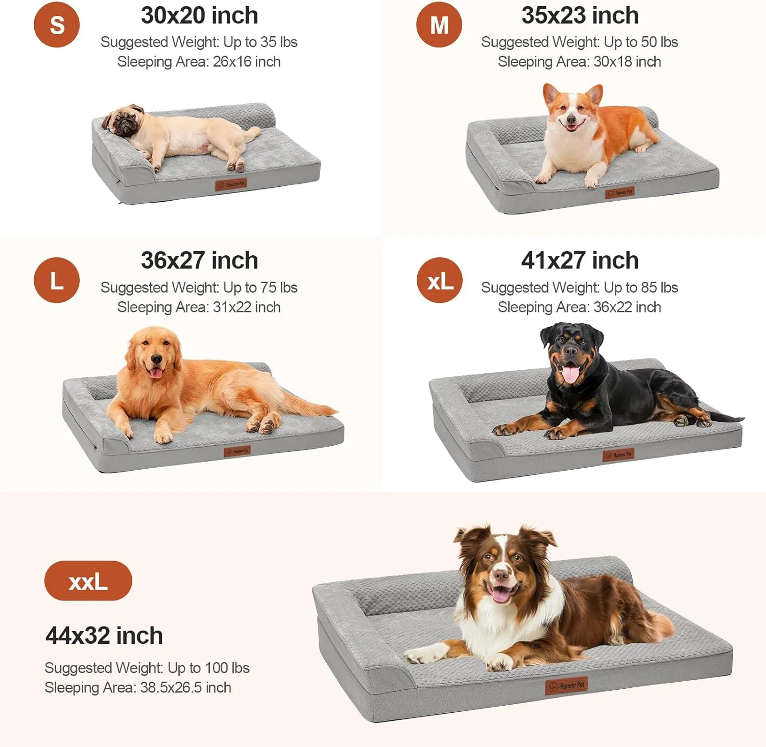 Orthopedic Dog Bed, 3 Inch Memory Foam Dog Beds for Medium Dogs, Washable Removable Cover, Nonskid Bottom, Waterproof Pet Couch for Indoor, Outdoor or Car Use, 35x23 Inches M Light Grey